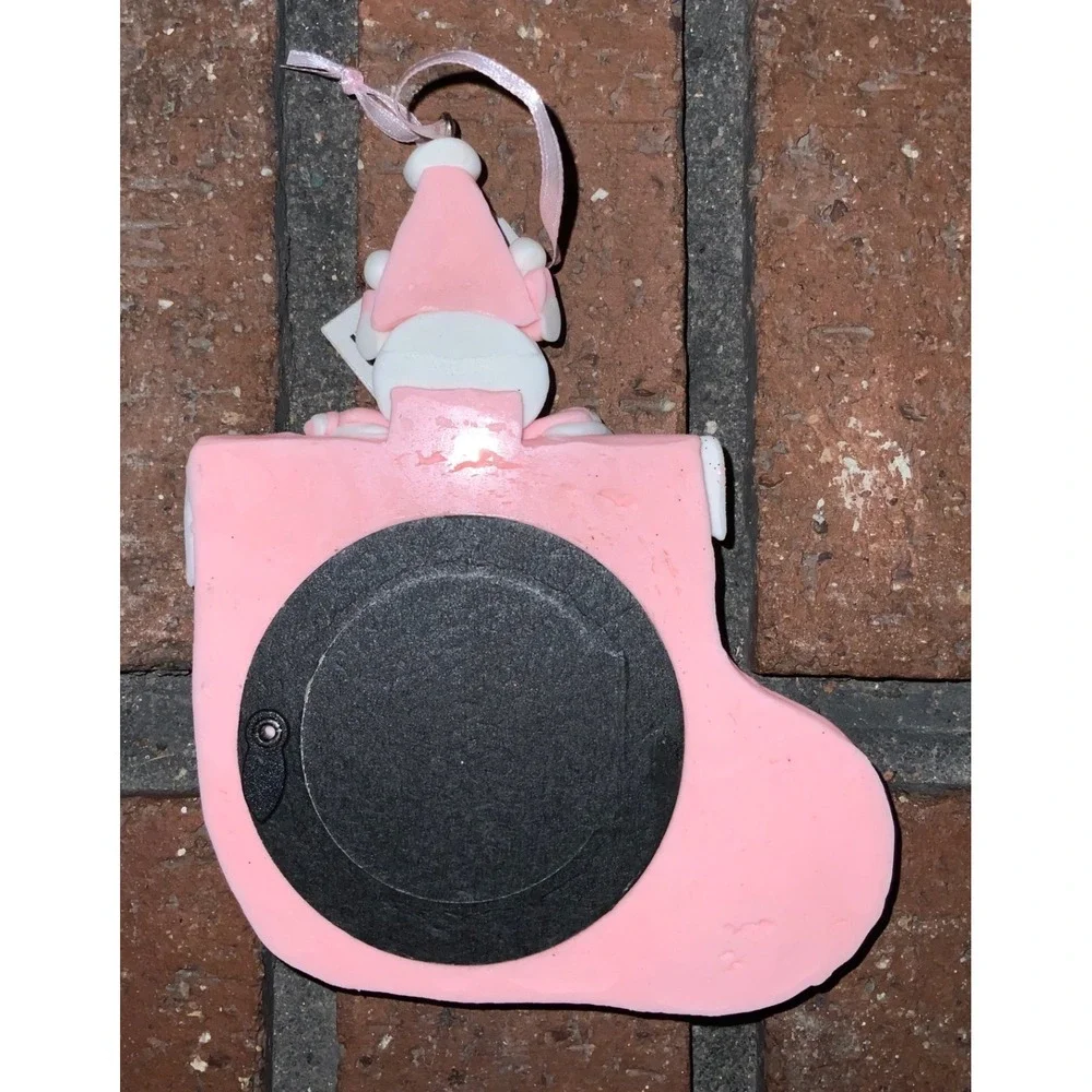 Baby's 1st Christmas Pink Christmas‎ Holiday Stocking Ornament Photo Frame